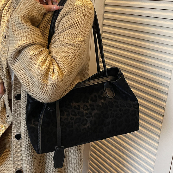 Structured Leopard Print Tote Bag
