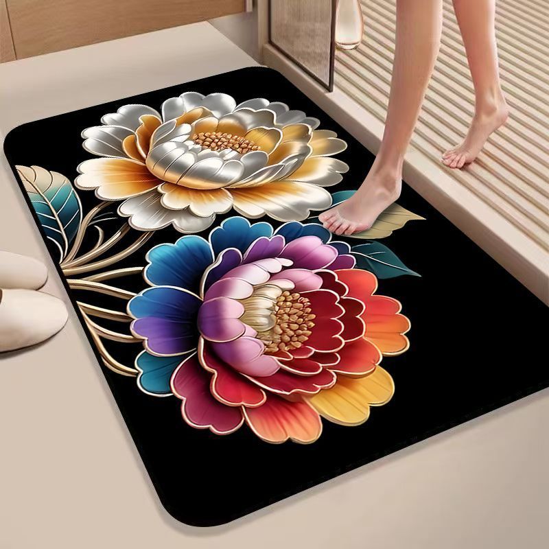 Floral Design Non-Slip Bath Mat Kalsten