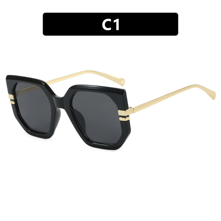 Women's geometric sunglasses with luxurious gold frame and polarized lenses Kalsten