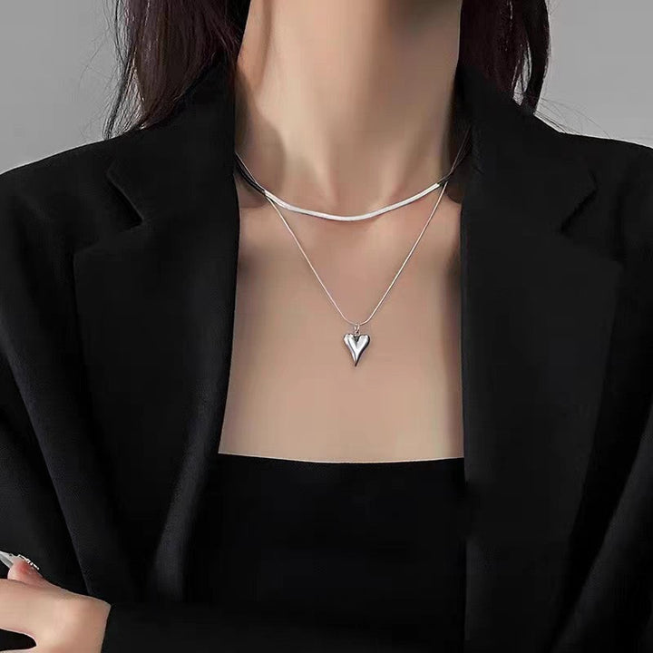 Layered Heart Pendant Necklace Kalsten