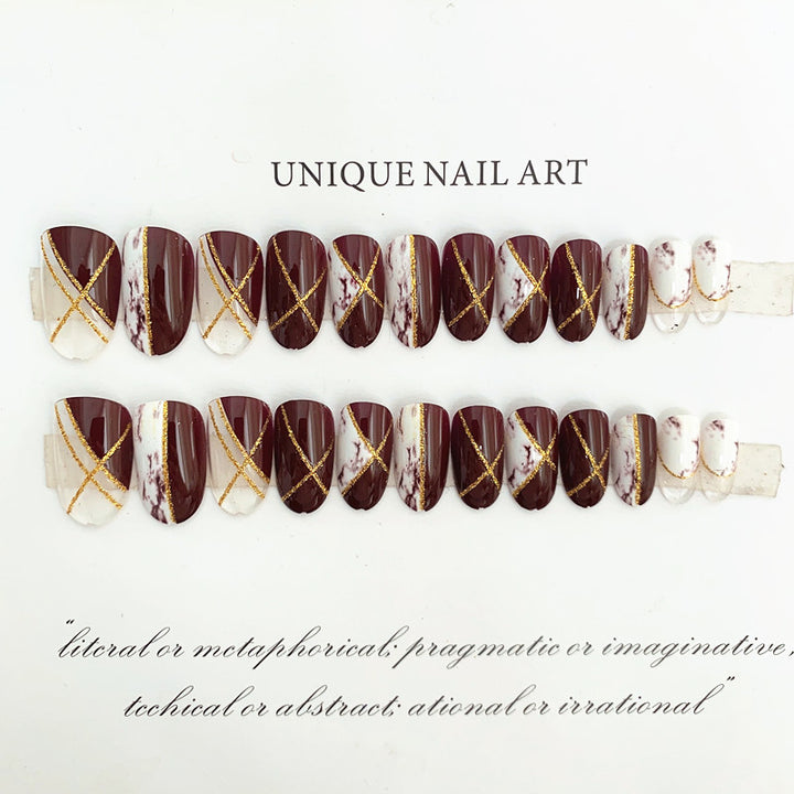 Marble Effect Press-On Nail Set