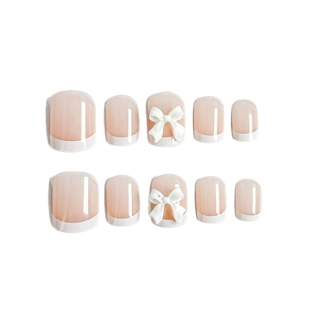 Nail Art Fake Nails Set with Elegant Bow Accents Kalsten