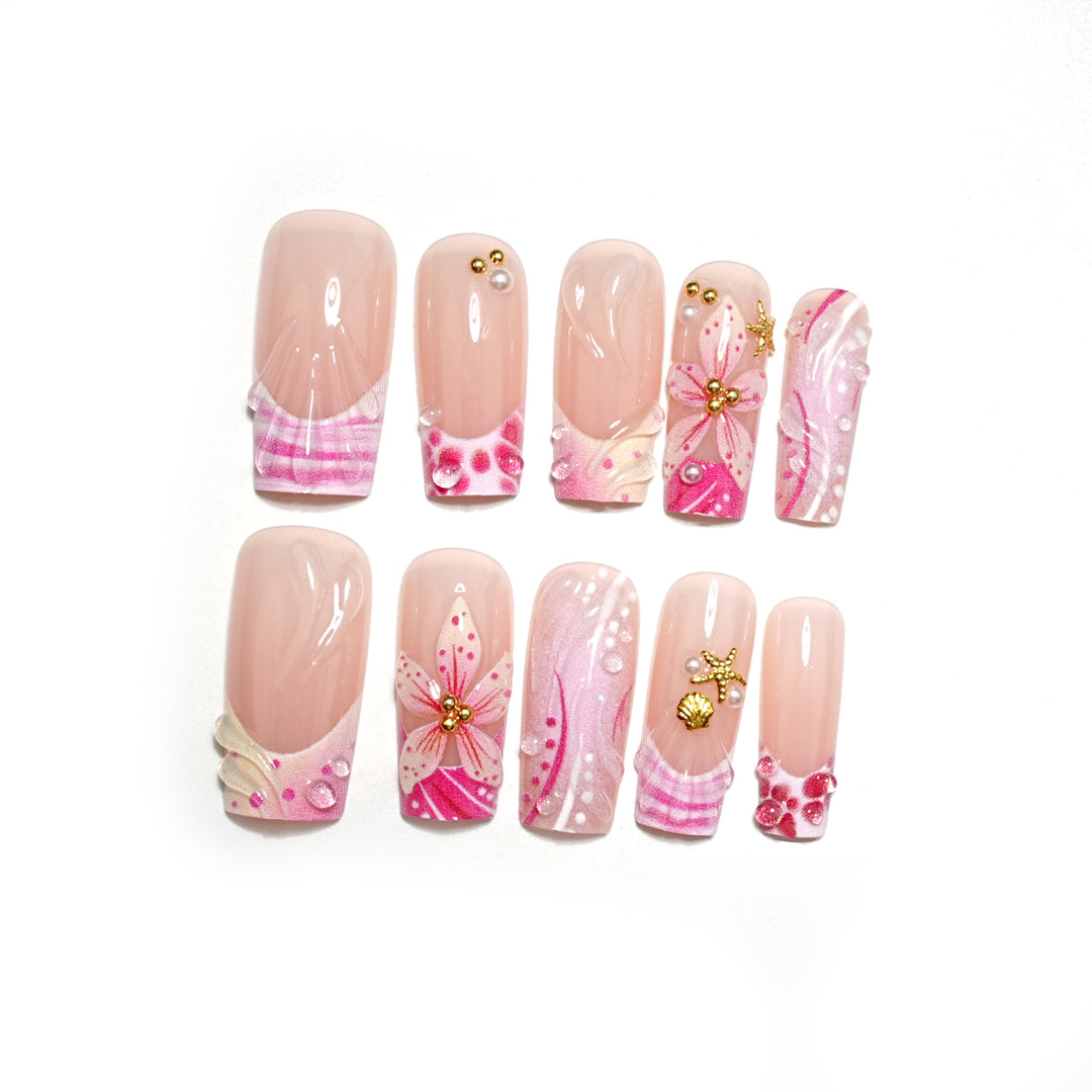 Floral Adhesive Press-On Nail Set