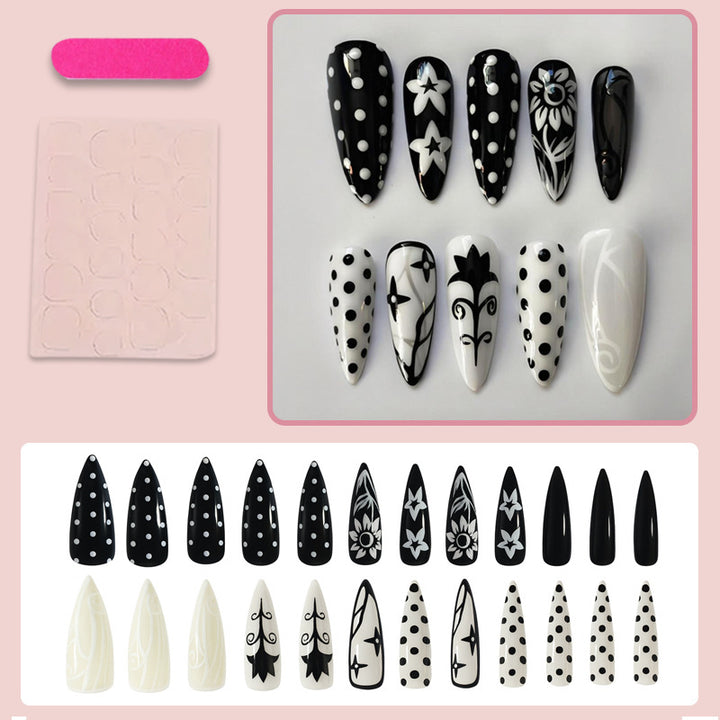 Acrylic Nail Set with Stylish Graphic Patterns Kalsten