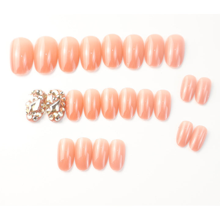 Elegant Decorative Press-On Nail Set with Rhinestone Accents