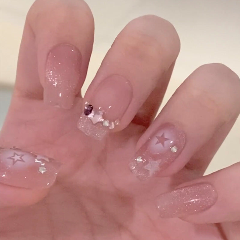 Glamorous artificial fingernails with glitter and moon designs Kalsten