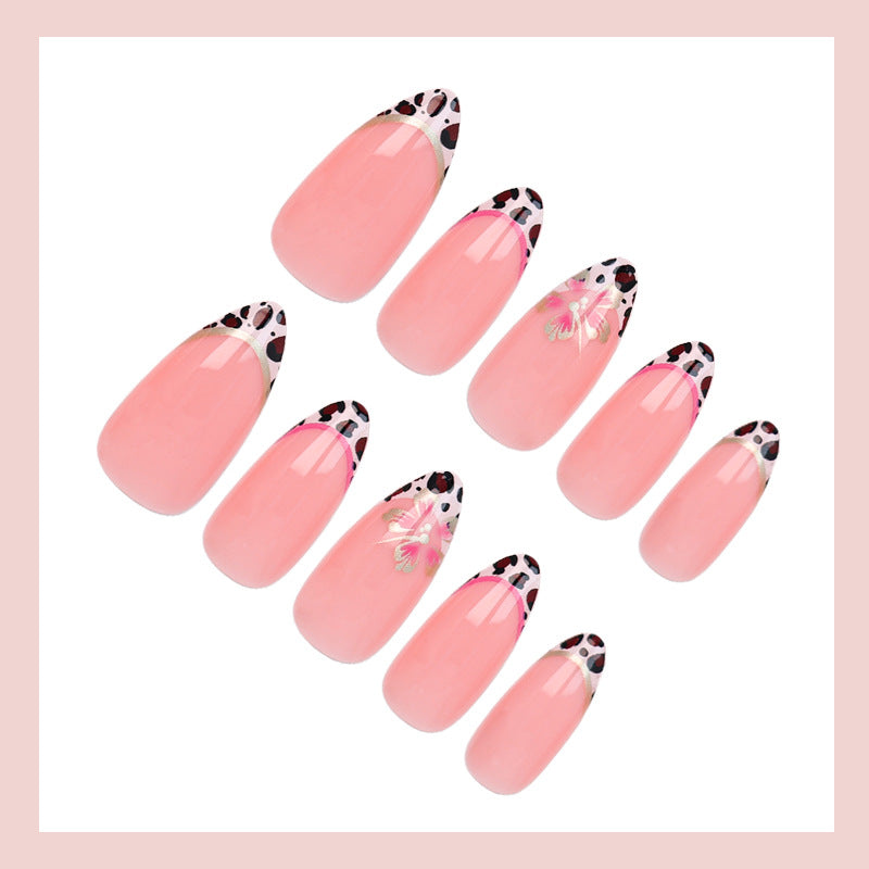 Artificial nail set with elegant flower and leopard pattern Kalsten