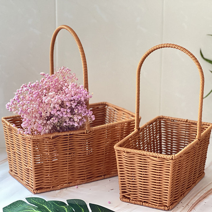 Handcrafted Wicker Storage Basket with Handle Kalsten