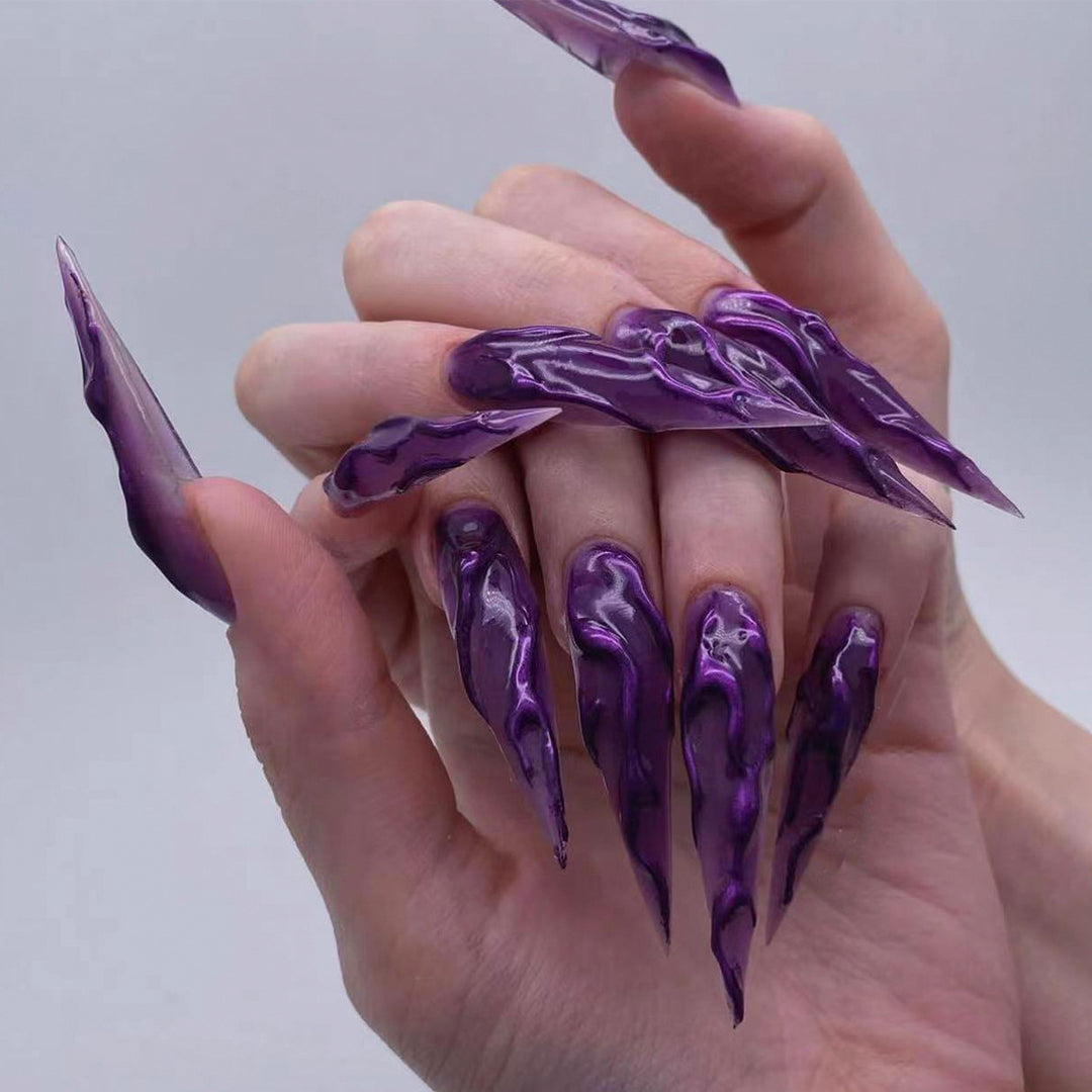 Creative Stiletto Nail Art with Blood Red Accents Kalsten