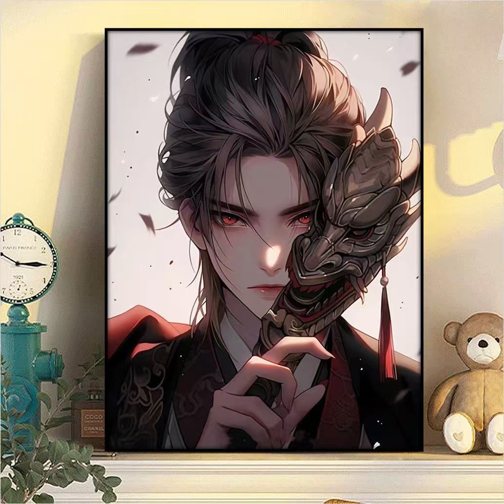 Dramatic Fantasy Mask Illustration Canvas Art Kalsten