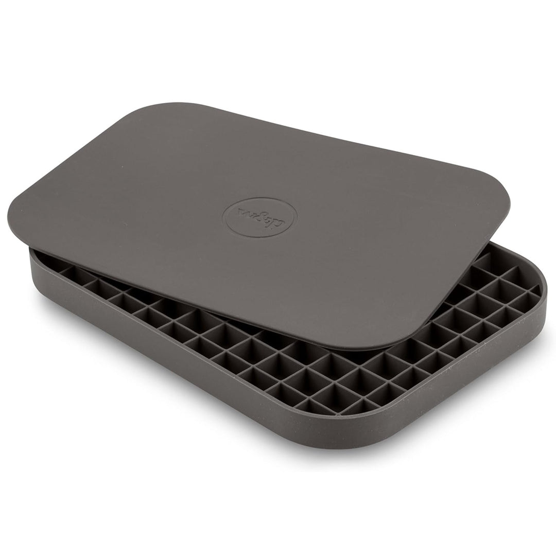 Silicone Square Ice Cube Tray With Airtight Snap-On Lid And Flexible Nonstick Grid