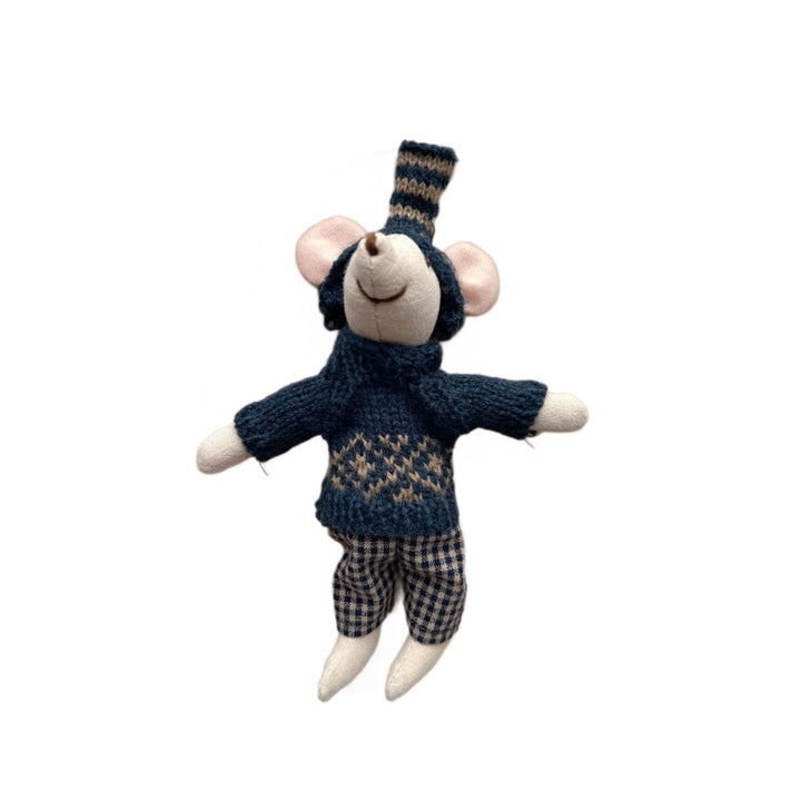 Handcrafted Cotton Plush Mouse Doll with Crochet Dress