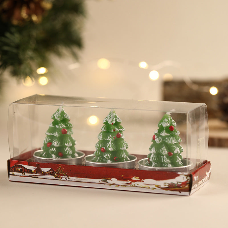Santa Figurine Tea Light Candle Set for Holiday Tabletop Decor