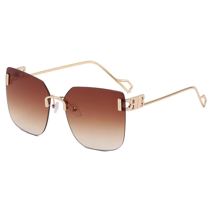 Women elegant square sunglasses with gold-colored metal frame Kalsten