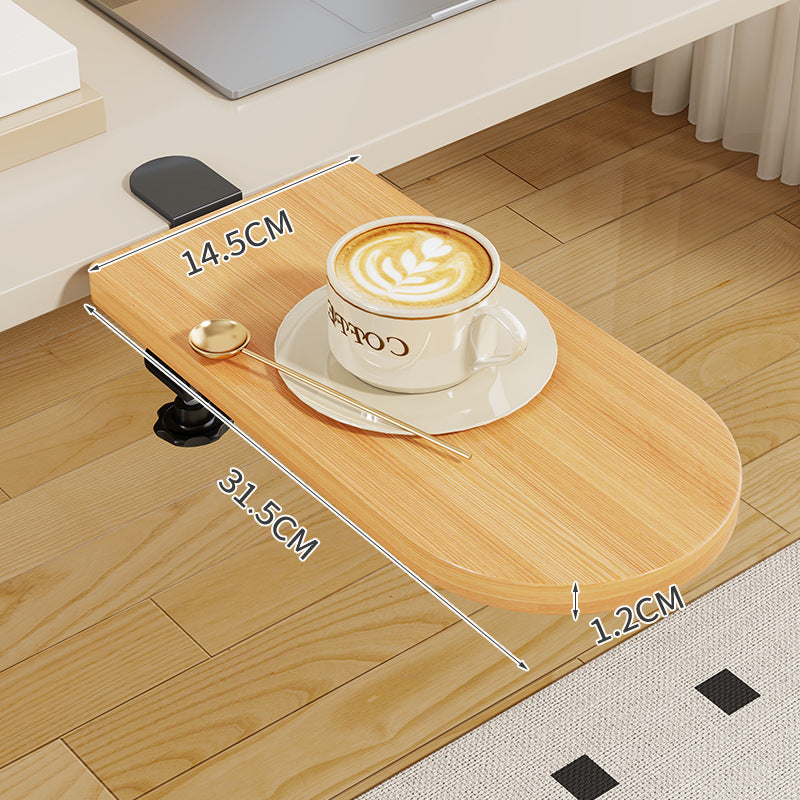 Clip-On Bamboo Folding Cup and Snack Side Table with Adjustable Swivel Clamp
