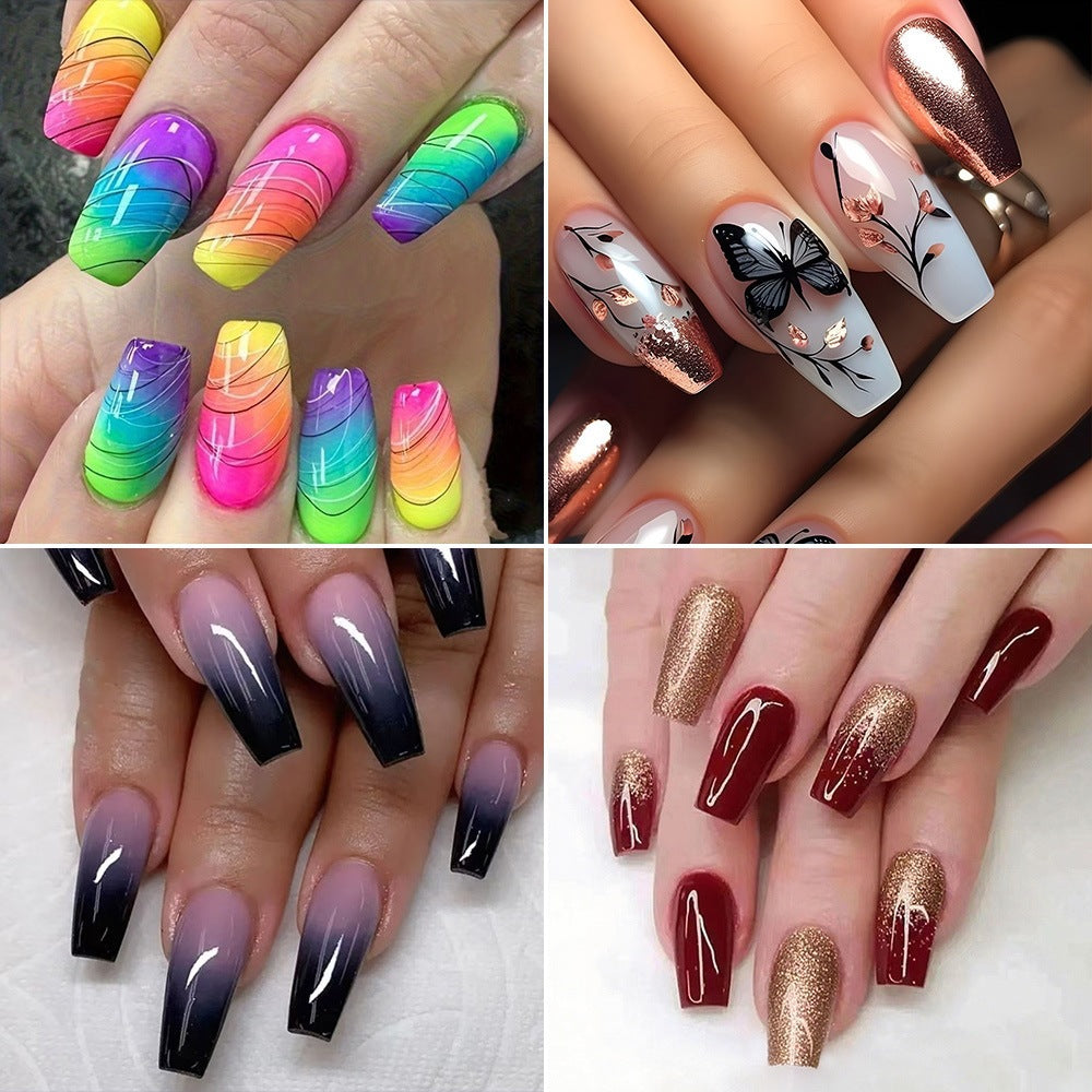 Artificial nails with glamorous glitter design and high gloss finish Kalsten