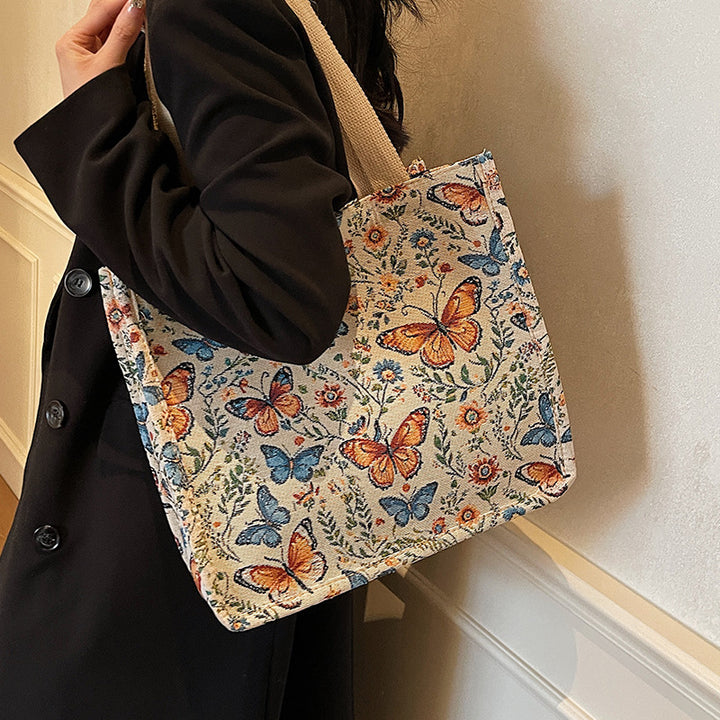 Floral Patterned Fabric Tote Bag