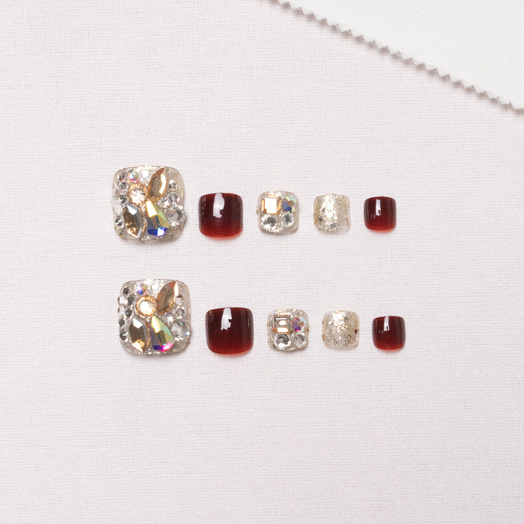 Rhinestone Embellished Pedicure Nail Art