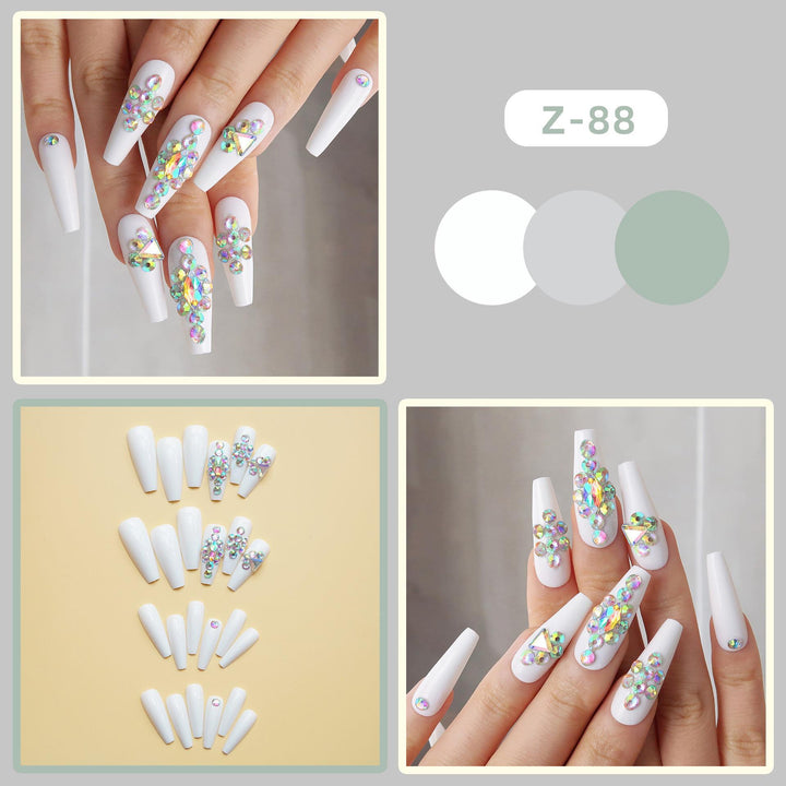 Long Stiletto Press-On Nails with Rhinestone Accents Kalsten