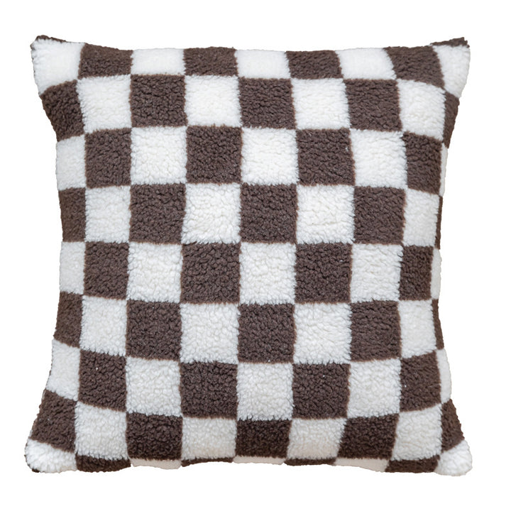 Checked Plush Throw Cushion