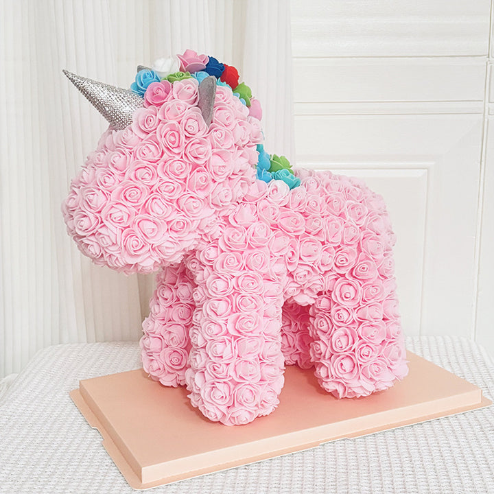 Handcrafted Rose-Foam Teddy Bear Gift Sculpture With Heart Accent