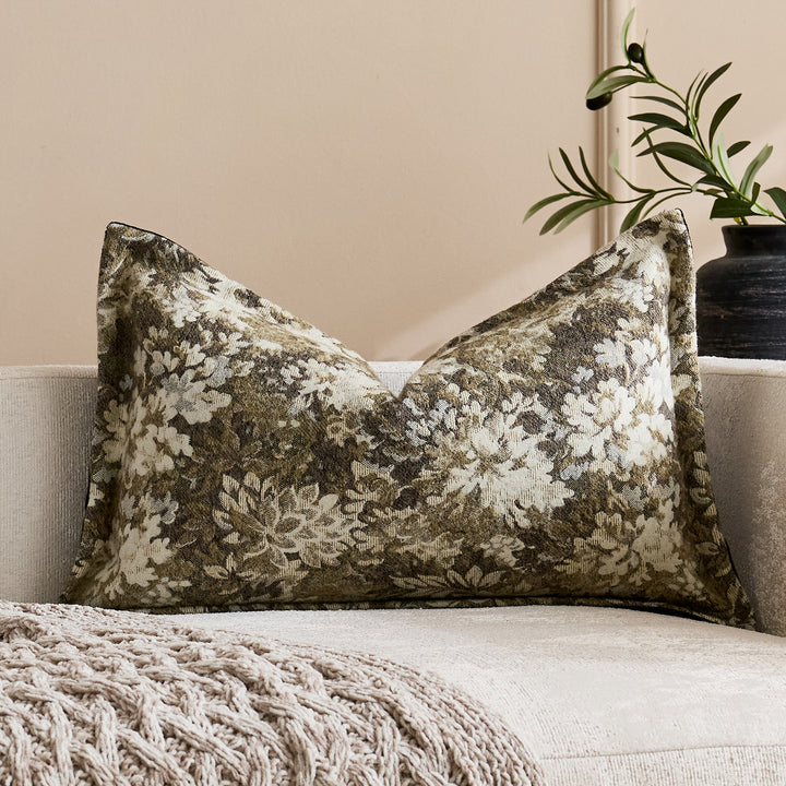 Oversized Jacquard Floral Velvet Throw Pillow Cover with Hidden Zipper