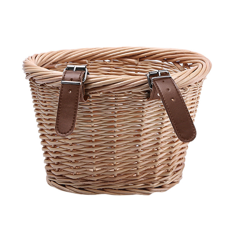 Woven Storage Basket with Reinforced Leather Handles Kalsten