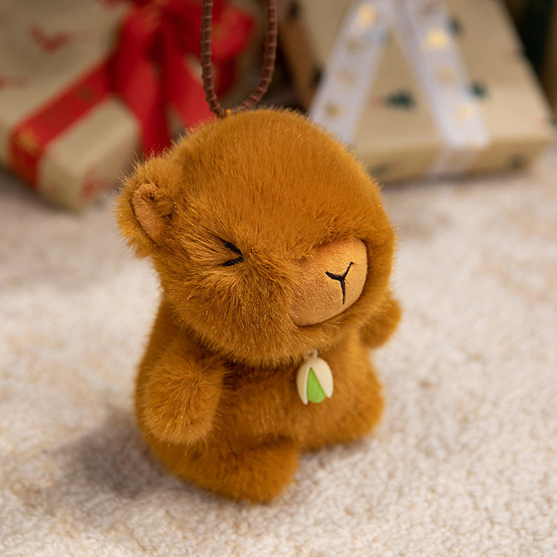 Plush Dog Bag Charm Keychain with Soft Faux-Fur Body & Loop Strap Kalsten