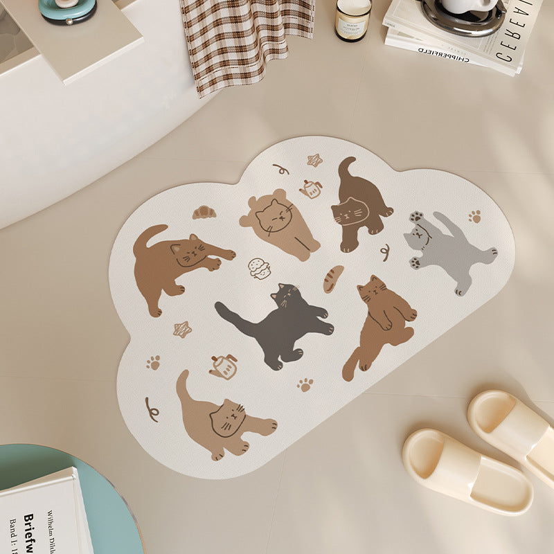 Cute Cat-Themed Bath Mat