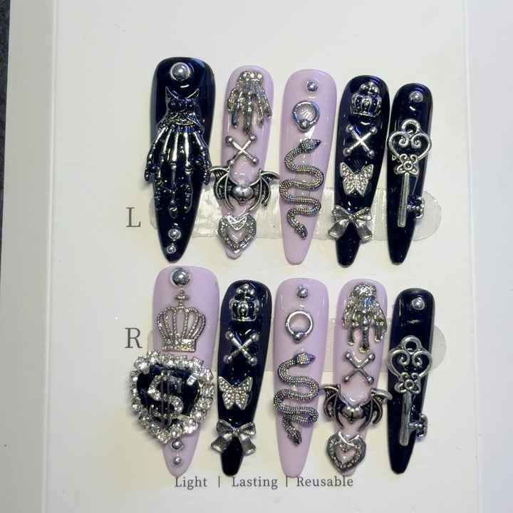 Gothic-Themed Decorative Press-On Nails
