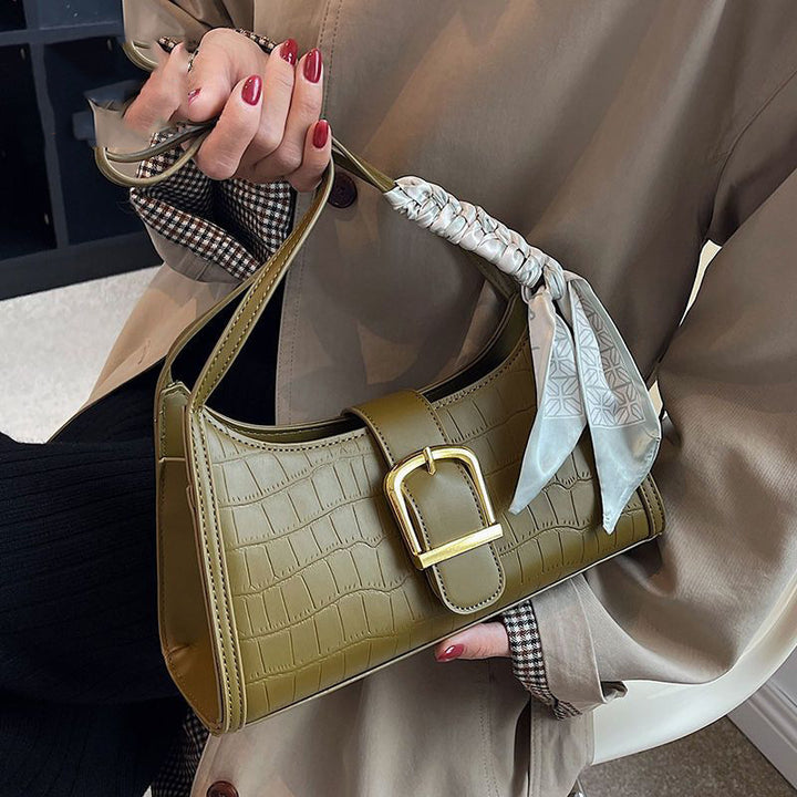 Crocodile-Embossed Mini Crossbody Handbag Kalsten