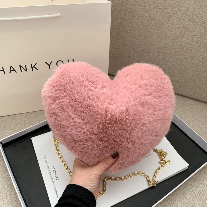 Stylish Heart-Shaped Plush Handbag