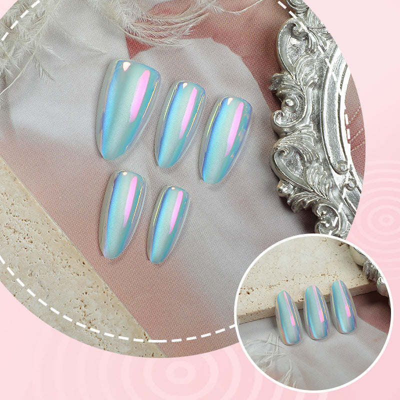 Elegant Press-On Nail Art Set with Iridescent Finish Kalsten