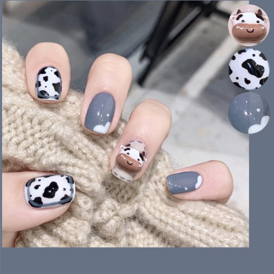 Cow Print Themed Press-On Nail Set