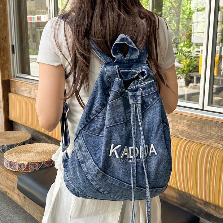 Casual Drawstring Denim Backpack Kalsten
