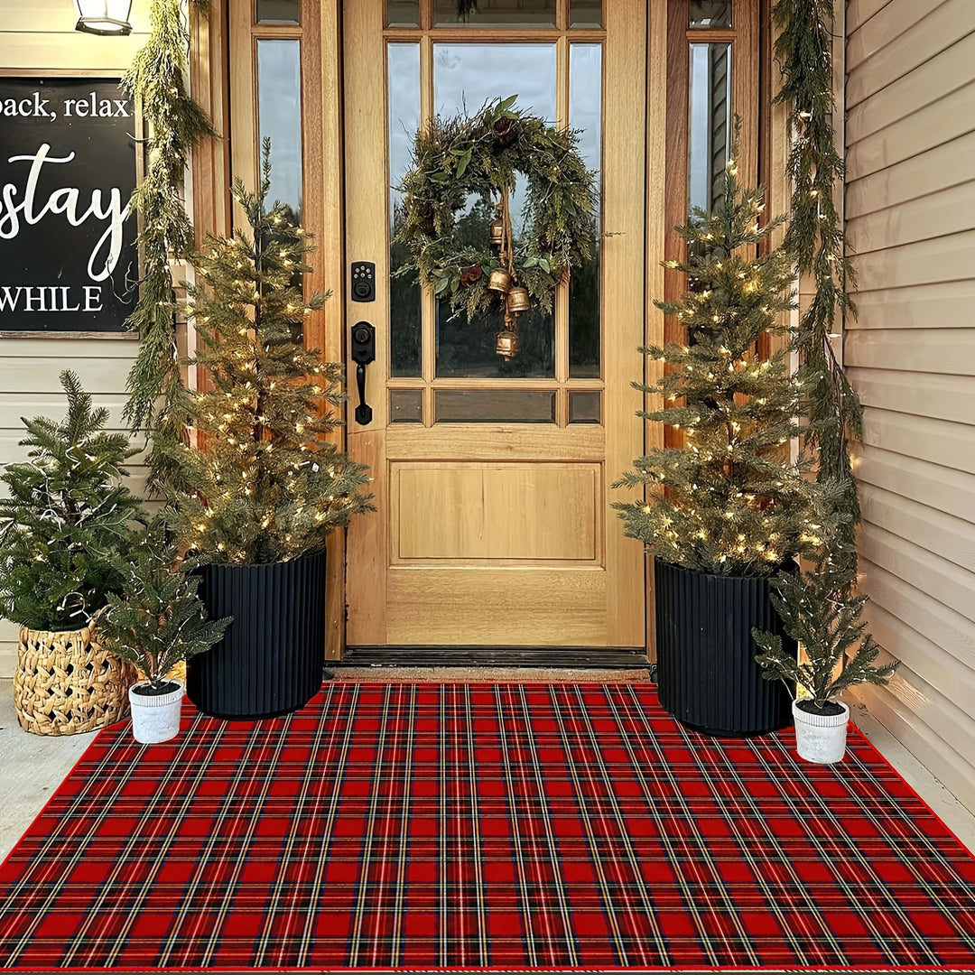 Festive Plaid Entry Mat