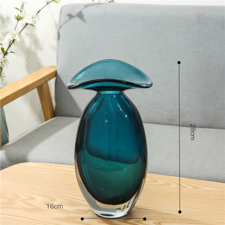 Organic Handblown Mushroom-Top Decorative Glass Vase Kalsten