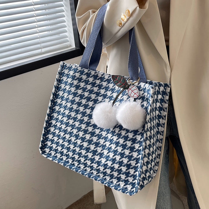 Charming Houndstooth Patterned Tote Bag
