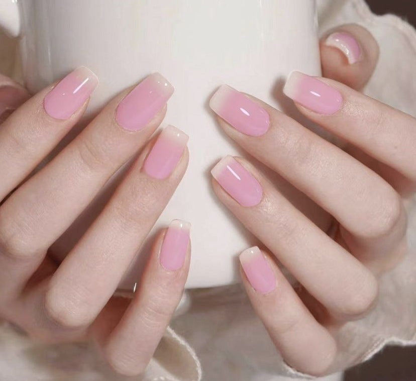Elegant Glossy French Tip Nail Art Extensions Kalsten