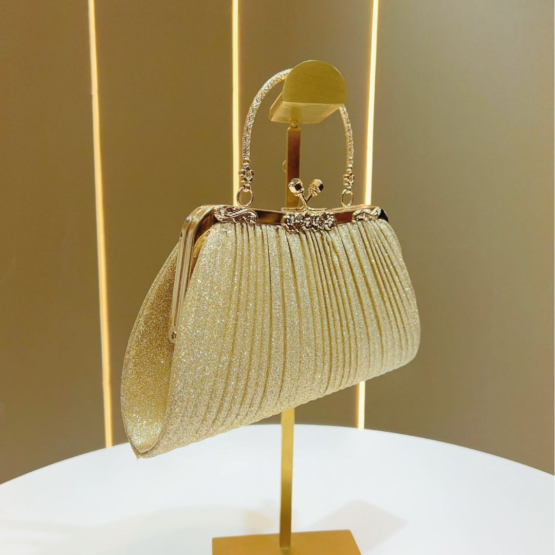 Pleated Glam Evening Handbag