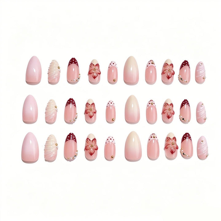 Artificial nail set with floral details and glitter accents Kalsten