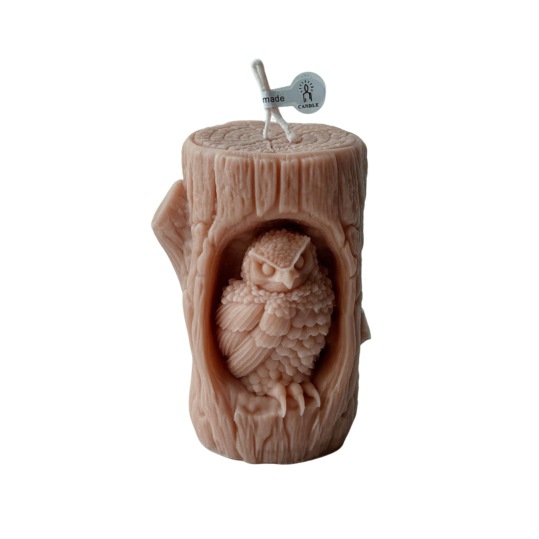 Owl Carved Candle Holder