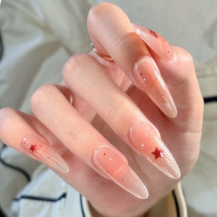 Artistic Press-On Nail Set with Floral and Glossy Accents Kalsten