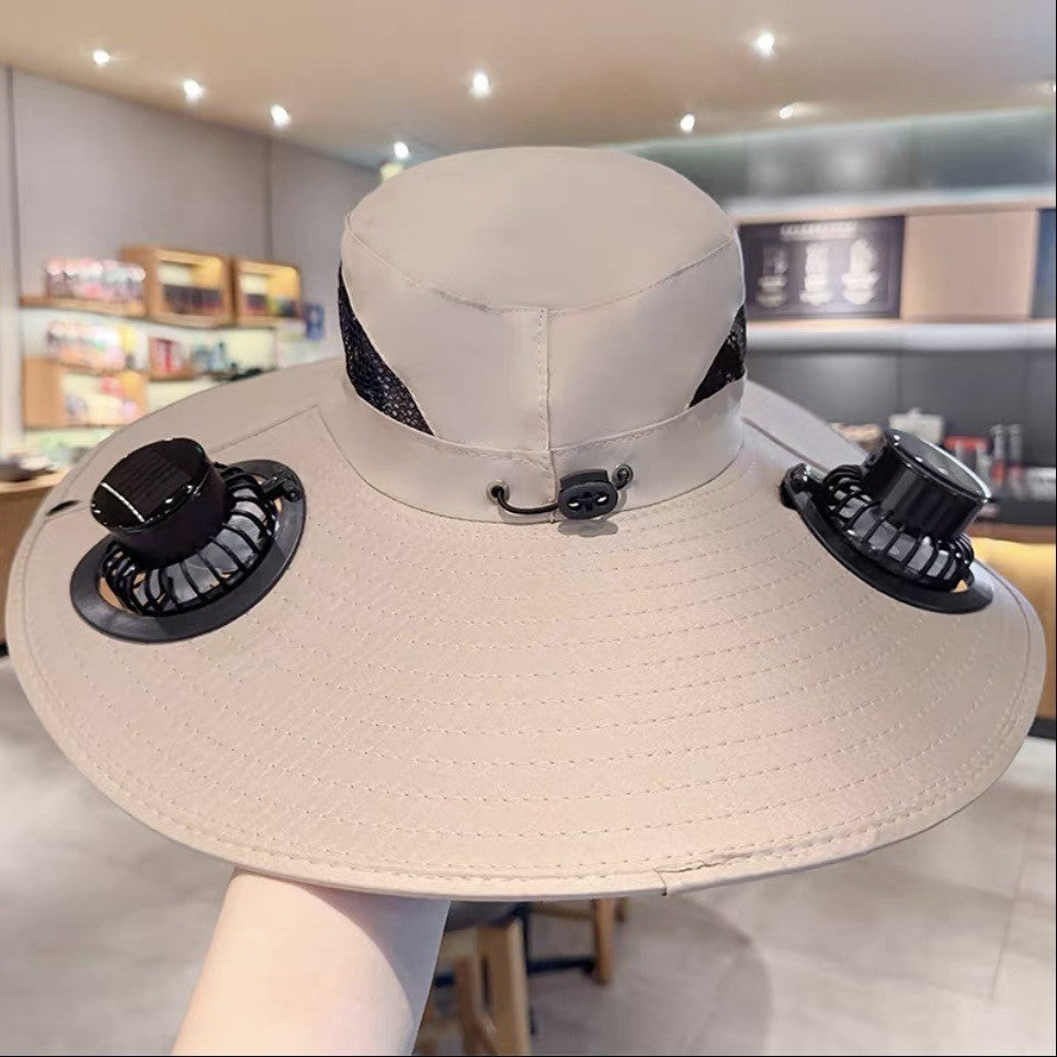 UV-Protect-Sun Hat with removable face and neck protection, integrated solar fan and breathable mesh Kalsten