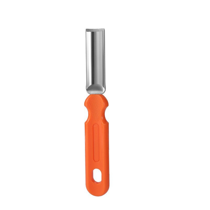Fruit and melon baller with ergonomic plastic handle and stainless steel cutting blade