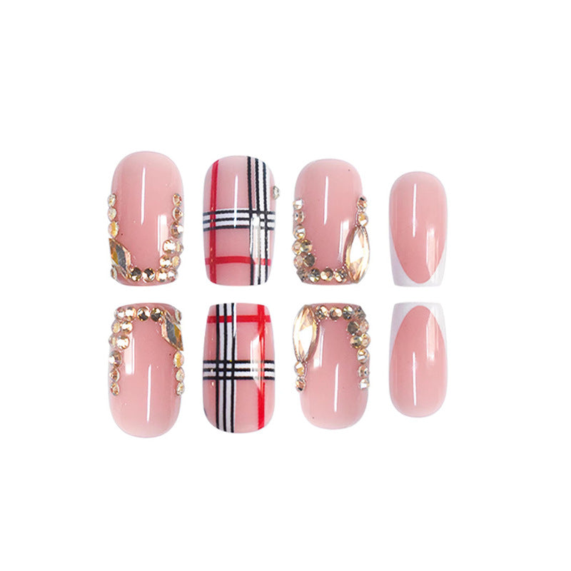 Decorative Press-On Nail Art with Gold Accents Kalsten