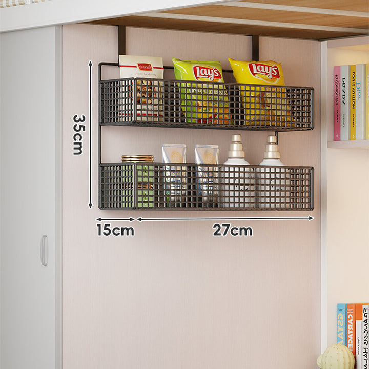 Wall-Mounted Grid Mesh Stacked Tiered Pantry and Bathroom Storage Baskets