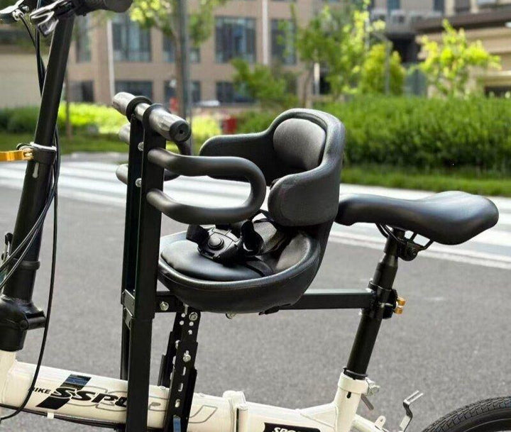 padded child bike safety seat with high back and five-point harness Kalsten