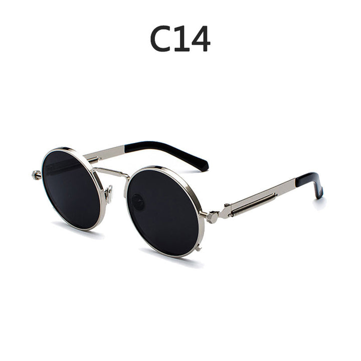 Ladies Round Metal Sunglasses with Mirrored Lenses Kalsten