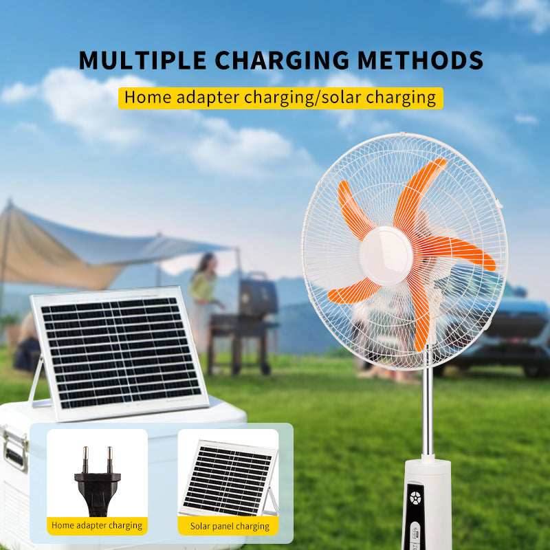 Unisex nan adjustable stand fan with solar panel, brushless motor, USB charging port and LED emergency light Kalsten